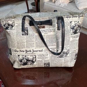 Kate Spade ♠️ newspaper bag tote shoulder purse 👜 unique The New York Journal